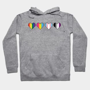 Four Pixel Heart Designs in LGBTQ pride flag colors Hoodie